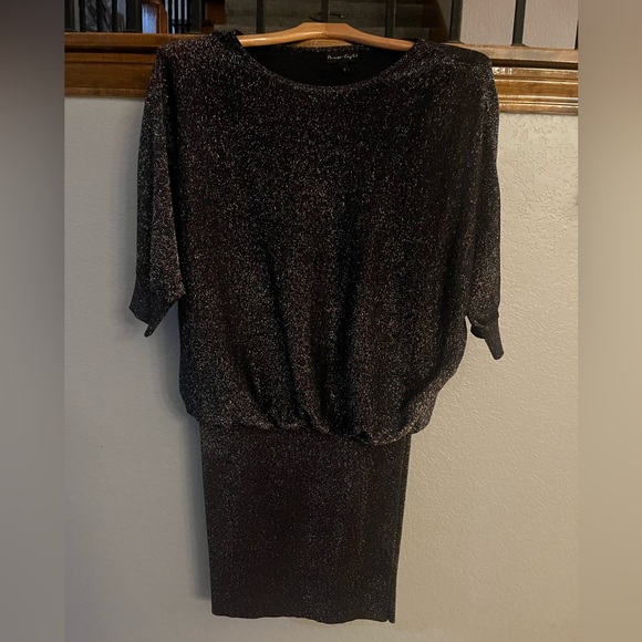Chic Black Sparkle Long Sleeve Dress - Picture 1 of 5
